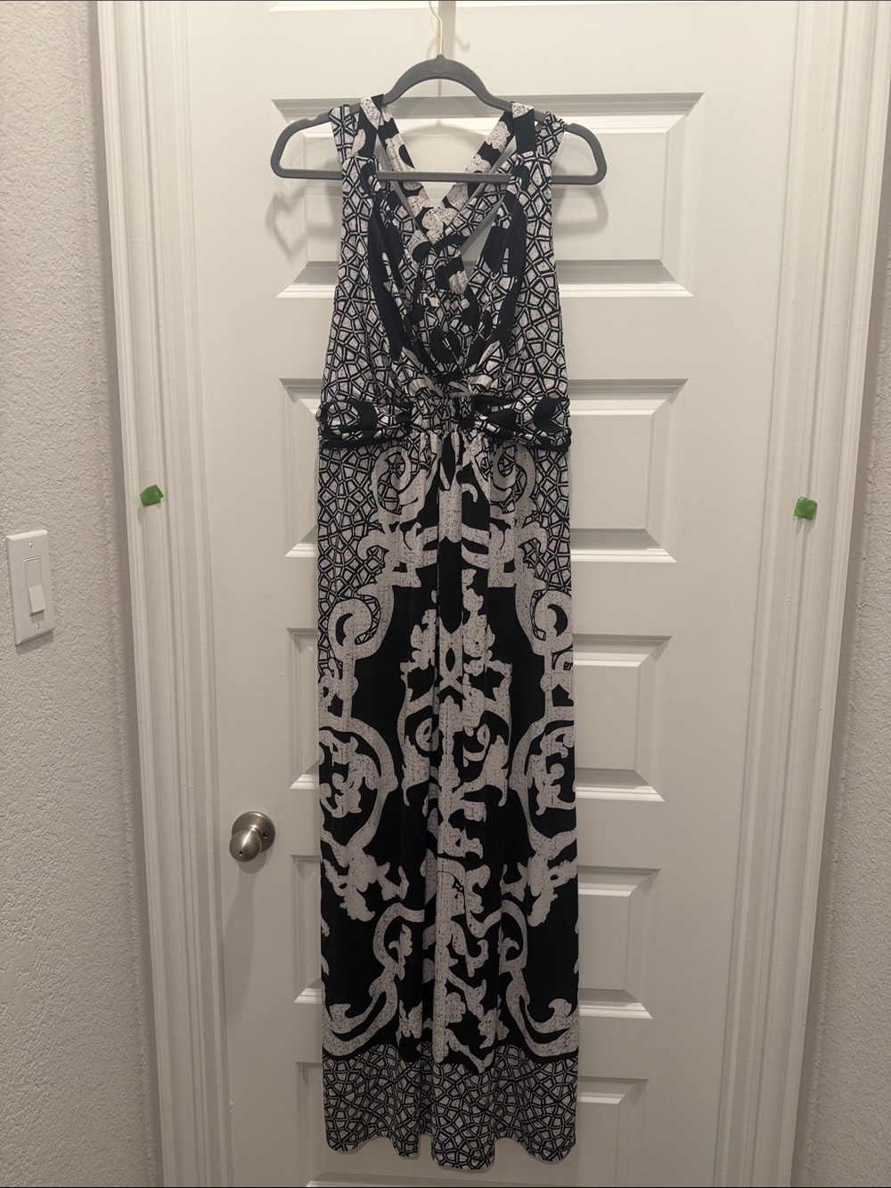 Soma Black and White Printed Sleeveless Maxi Dress